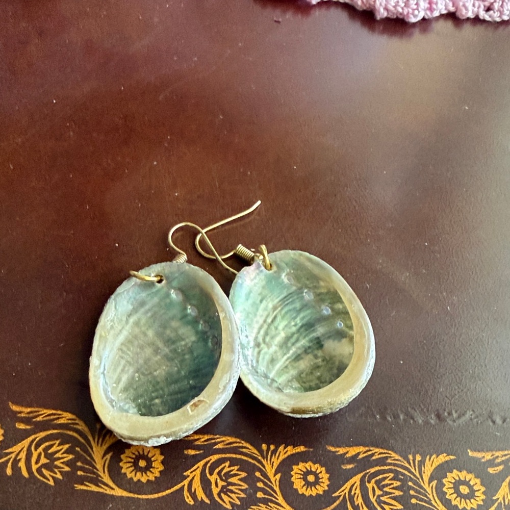 Elegant Gold and Green Shell Earrings